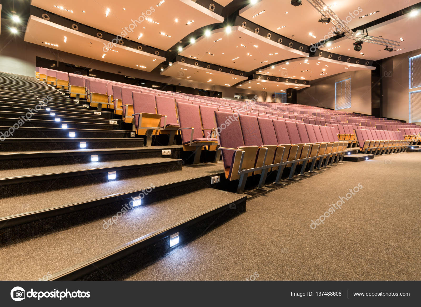 Lecture room with illuminated stairs — Stock Photo © photographee
