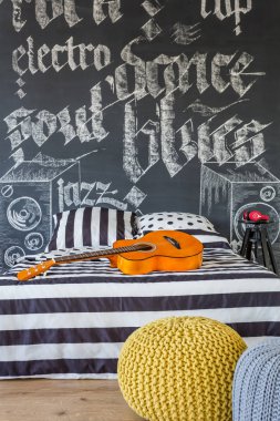 Cosy musical teenager bedroom clipart