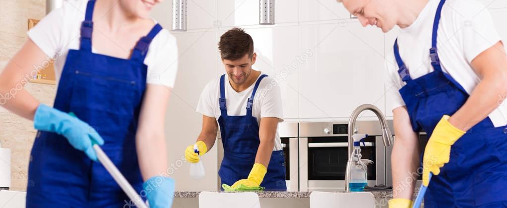 Cleaners in a kitchen