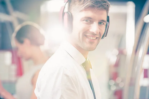 Man traveling by train — Stock Photo, Image