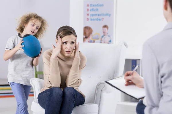 Helpless mother of ADHD child — Stock Photo, Image