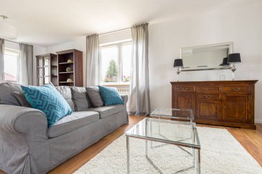 Zarif ve aydınlık oturma odası kanepe