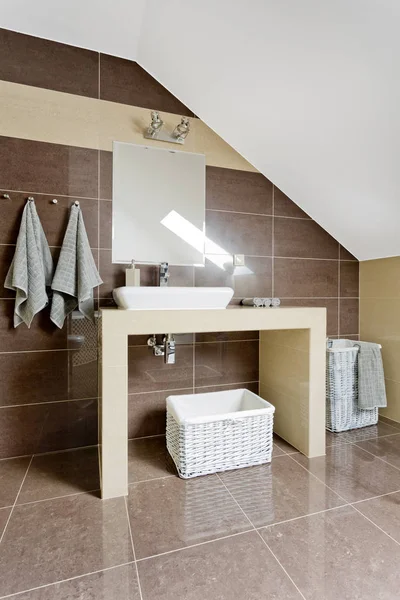 Modern bathroom at the attic — Stock Photo, Image