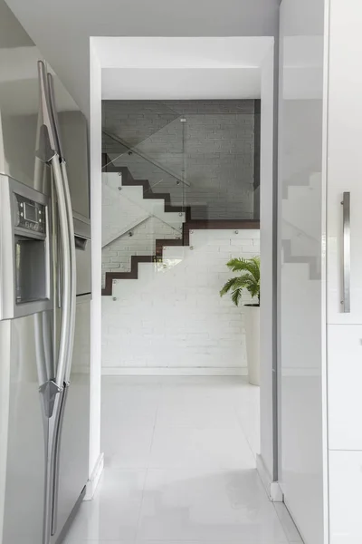 Entrance to kitchen with refrigerator — Stock Photo, Image