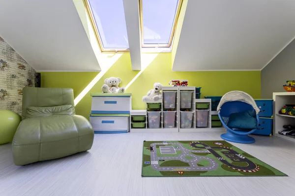 Kid's room with road map carpet — Stock Photo, Image