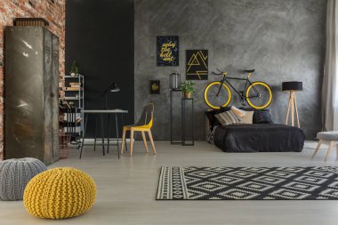 Grey apartment with yellow details clipart