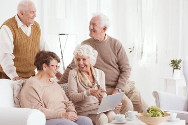 Elderly people and technology clipart