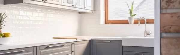 Grey units in kitchen — Stock Photo, Image