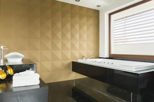 Baño de lujo con pared 3d — Foto de Stock