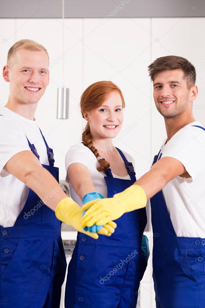 Close-knit team of cleaners