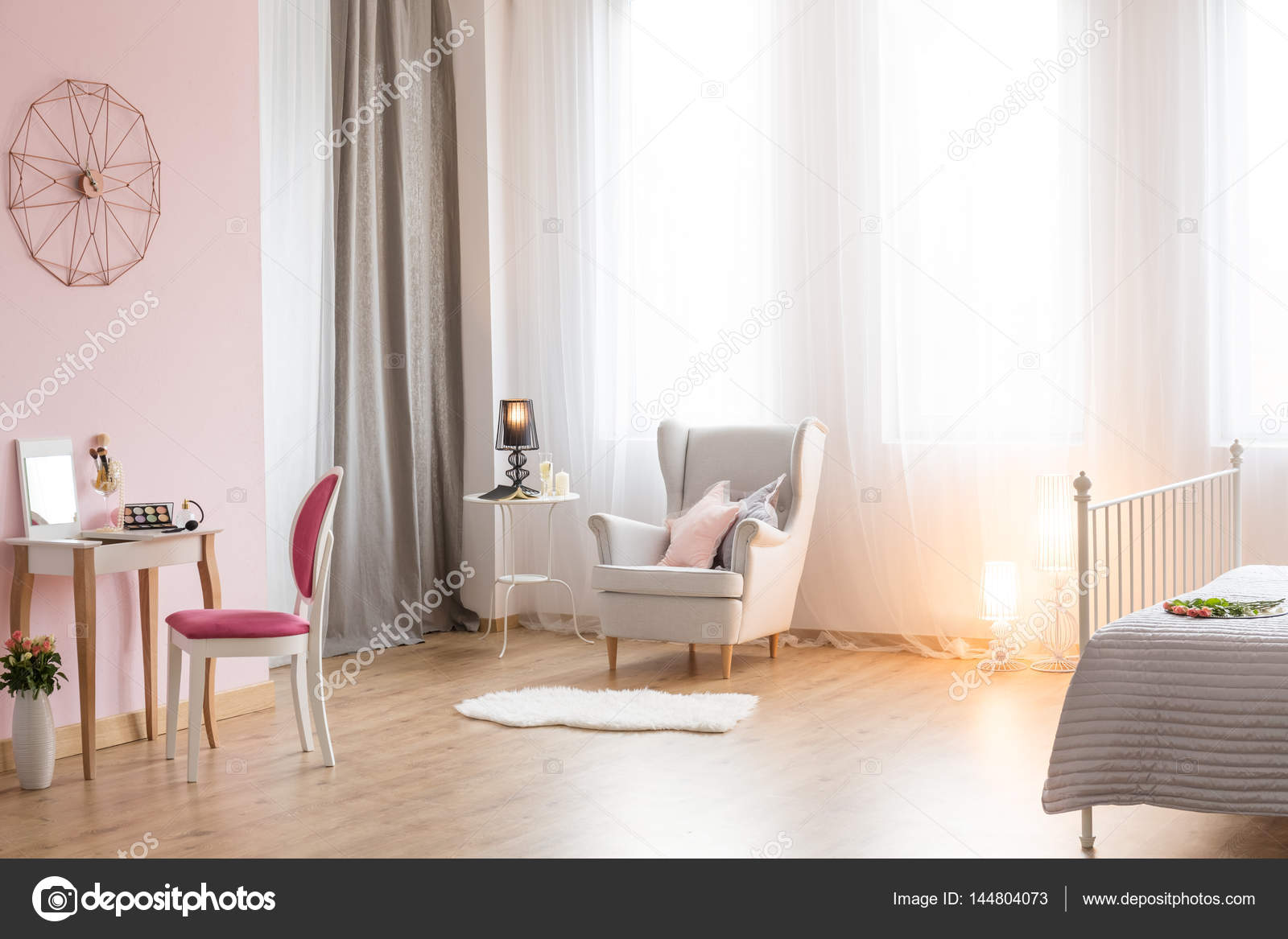 Romantikus hálószoba fotel — stock fotó © photographee.eu #144804073