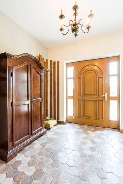 Spacious hallway with wooden wardrobe — Stock Photo, Image