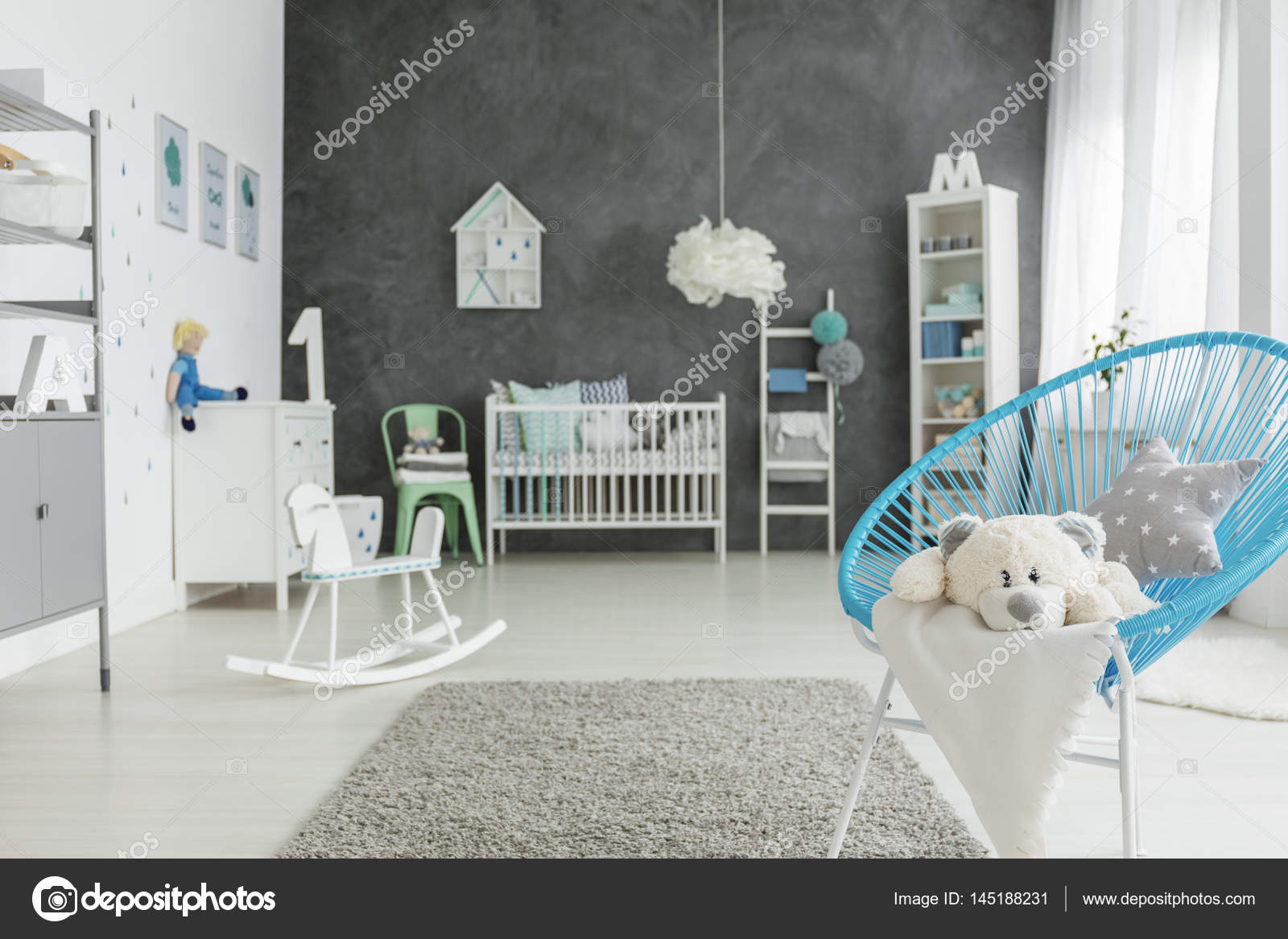 Çocuk odası mavi sandalye ile Stok fotoğrafçılık ©photographee.eu