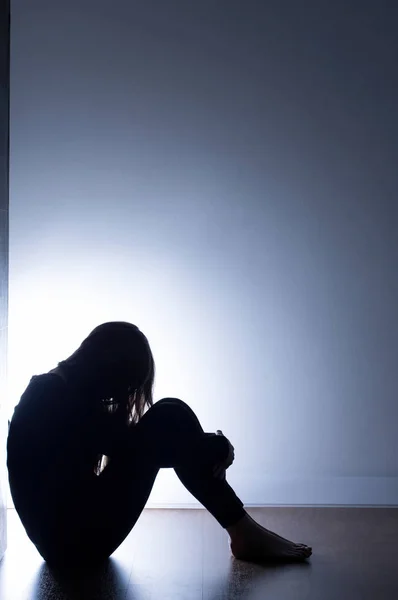 Black silhouette of teenage girl — Stock Photo, Image