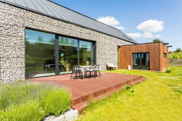 Modern house with stone elevation — Stock Photo, Image