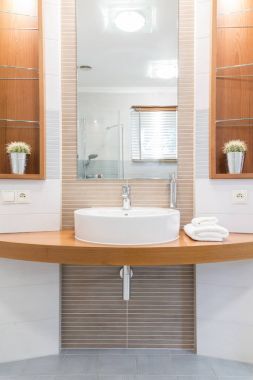 Modern bir banyo oval lavabo