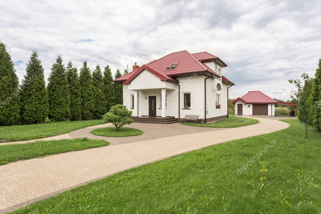 White villa with a porch idea