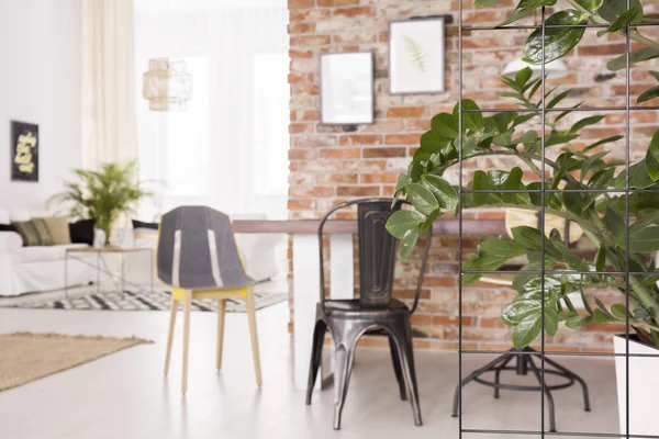 Salón con pared de ladrillo — Foto de Stock