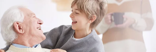 Grandma and grandson laughing — Stock Photo, Image