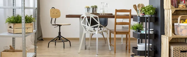 Wooden table in dining room — Stock Photo, Image