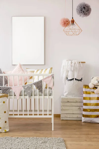 Scandi baby ddler bedroom with cot — стоковое фото