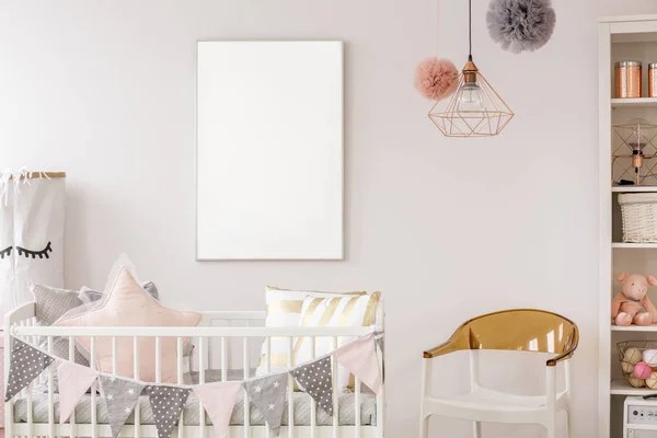 Scandinavian baby room with crib — Stock Photo, Image