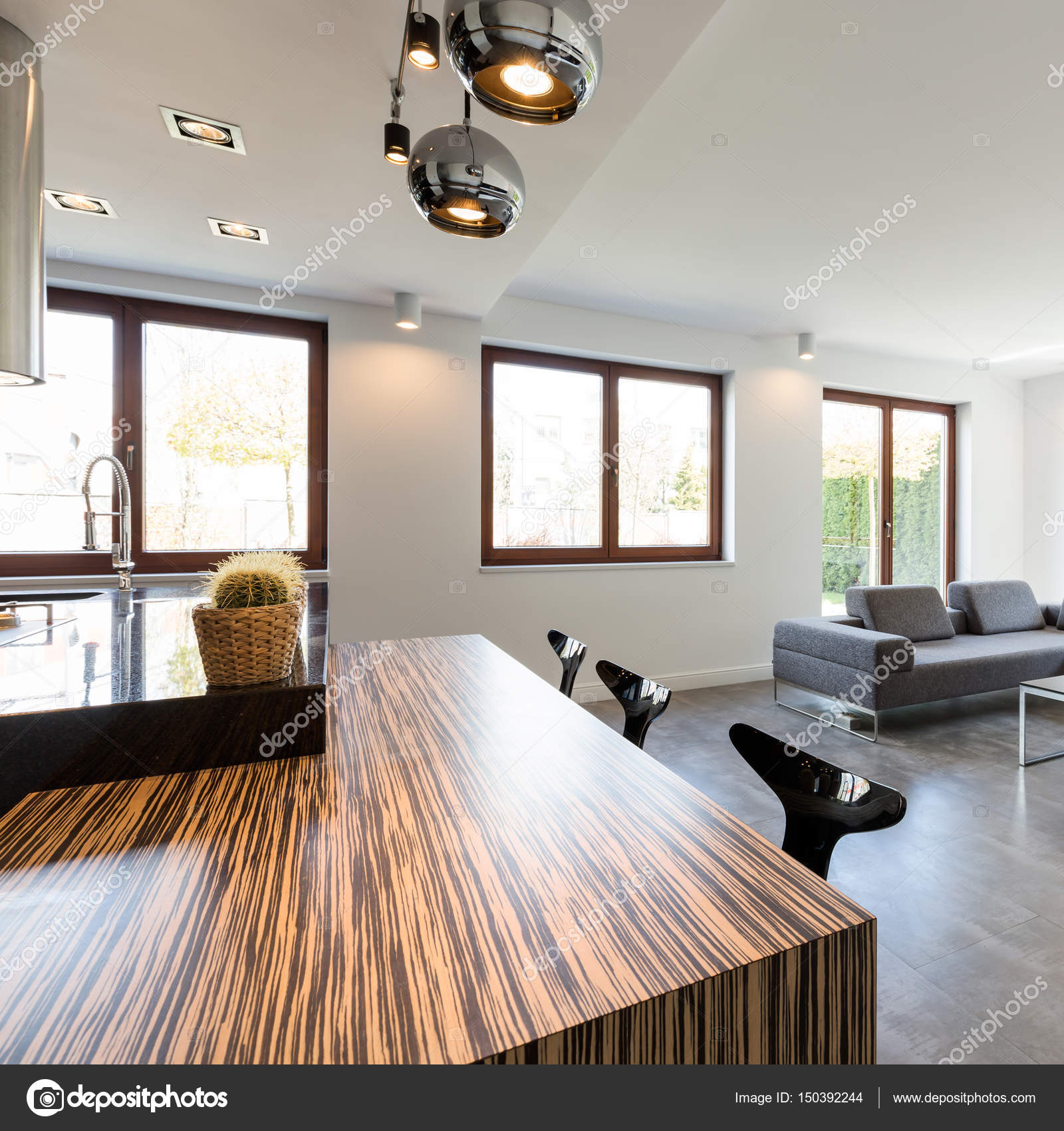 Sala De Jantar Aberta Em Estilo Escandinavo Fotografias De Stock Sala De Jantar Aberta Em Estilo Escandinavo Fotografias De Stock