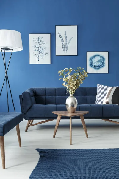 Blau-weißes Wohnzimmer — Stockfoto