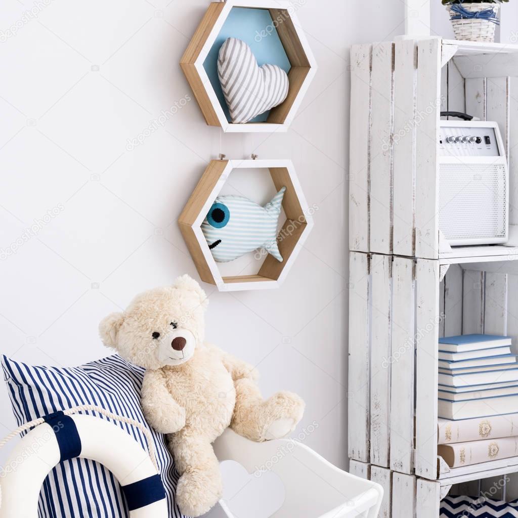 White child room with nautical decorations