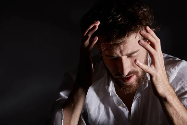 Man trying to calm dawn — Stock Photo, Image