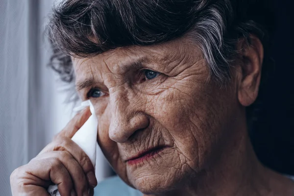 Portrait of crying senior — Stock Photo, Image