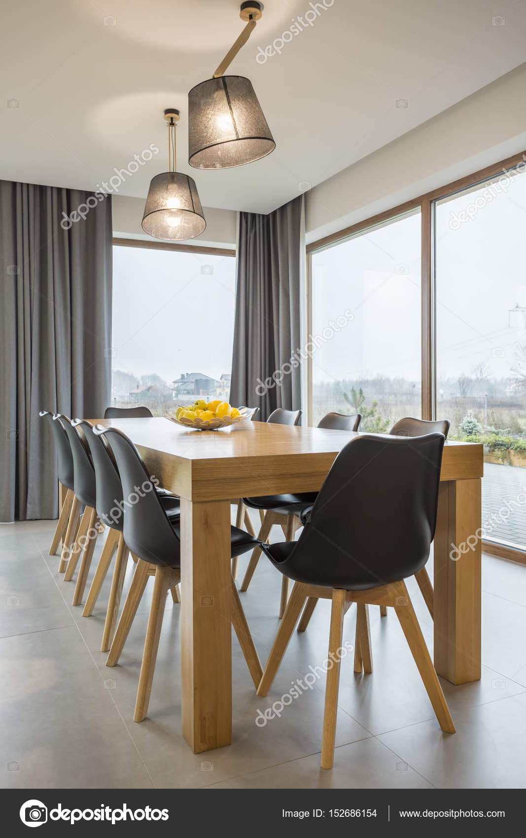 Dining Room With Big Windows Stock Photo Photographeeeu 152686154