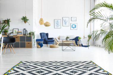 Bitkiler ile açık oturma odası