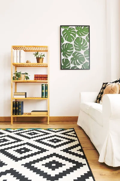 Salón blanco con librería —  Fotos de Stock