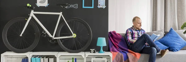 Hipster in his modern flat — Stock Photo, Image