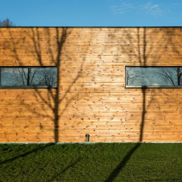 Mansión moderna con elevación de madera —  Fotos de Stock