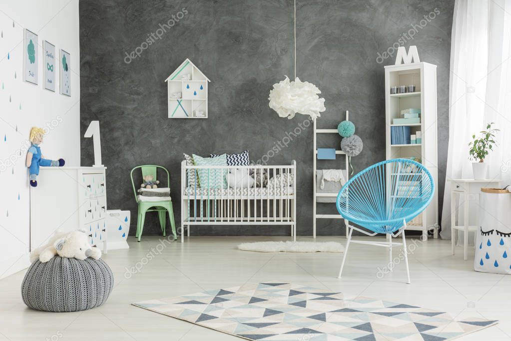 Nicely furnished baby boys room
