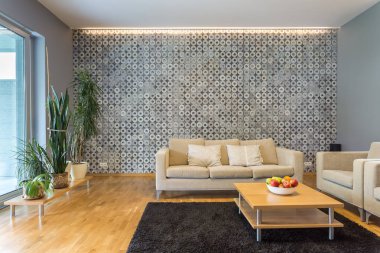 Modern arka plan ışığı ile oturma odası