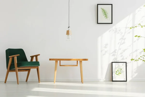 Home interior with green armchair — Stock Photo, Image