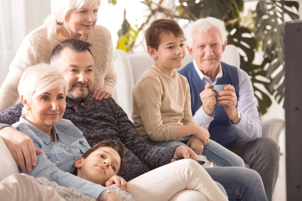 Родина дивиться телевізор — стокове фото