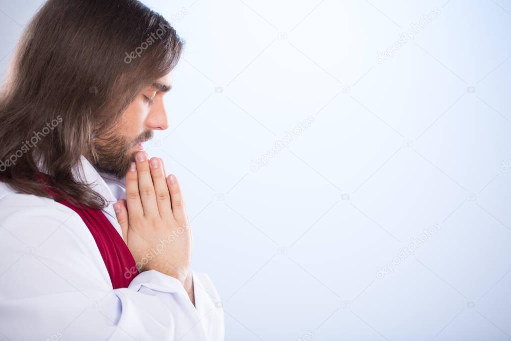 Christ praying with closed eyes