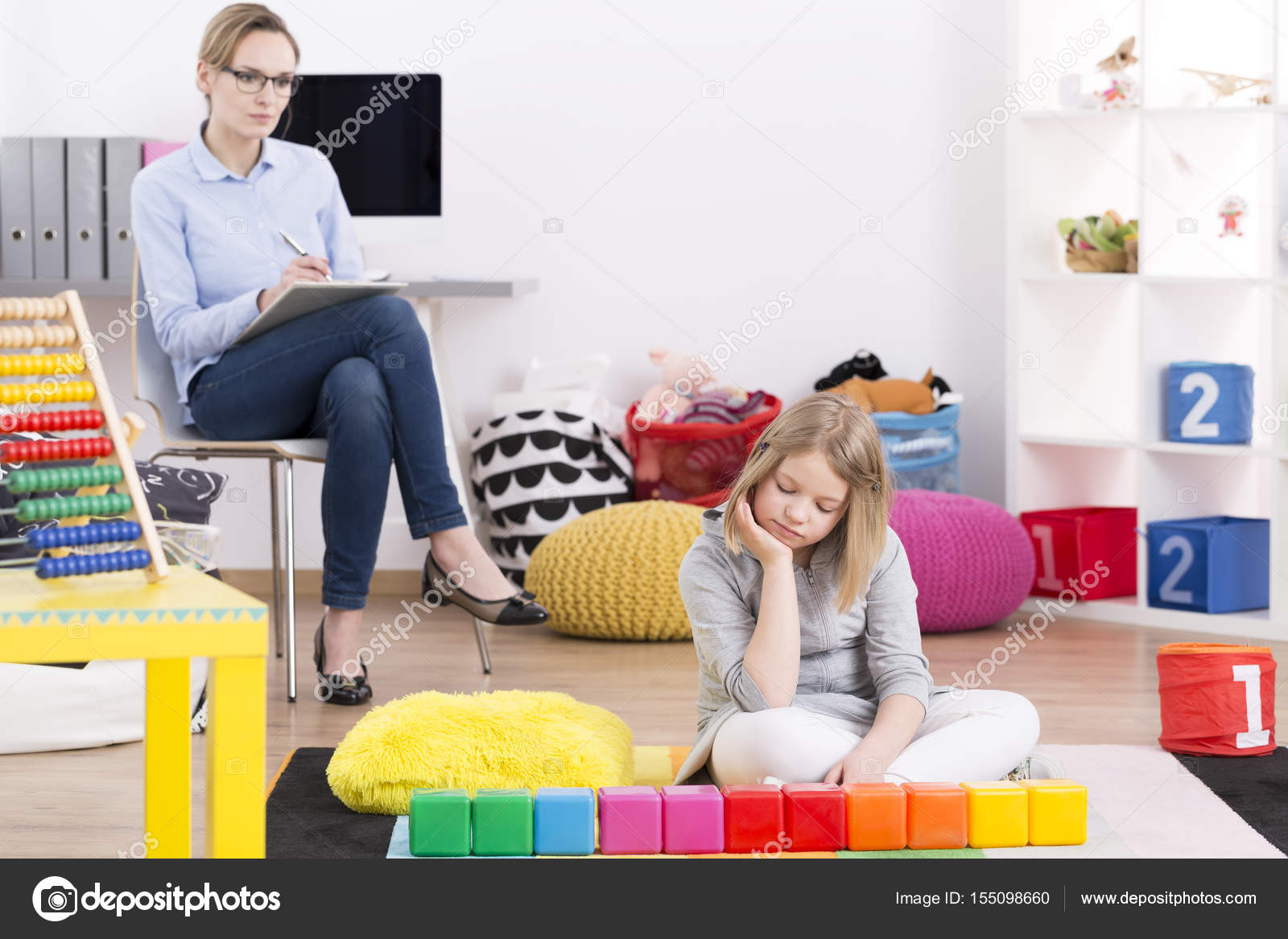 Psychologist testing girl with Asperger's — Stock Photo © photographee