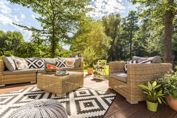 Sunny terrace in big garden — Stock Photo, Image