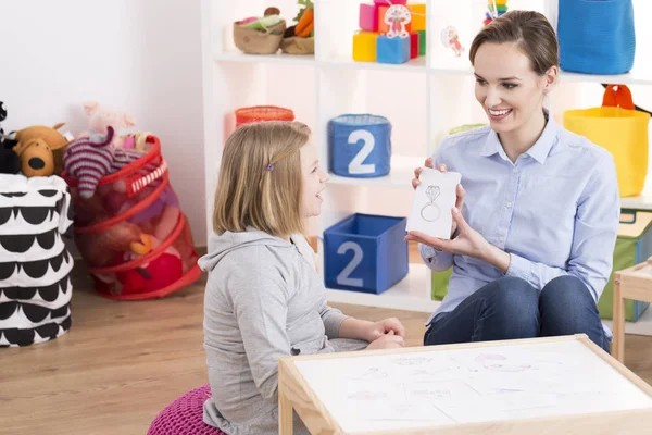 Child counselor and ADHD girl — Stock Photo, Image