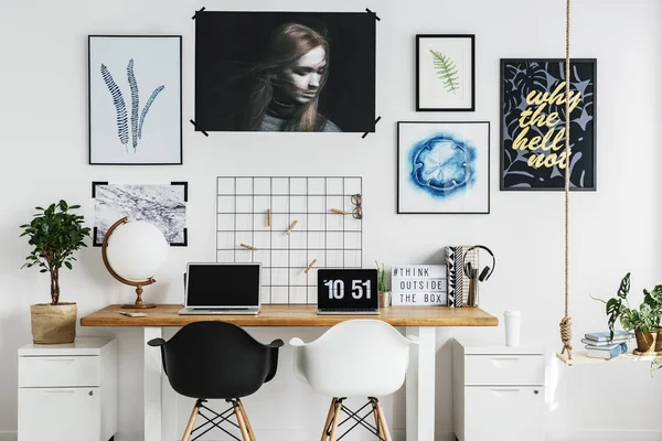 Double desk in home office — Stock Photo, Image