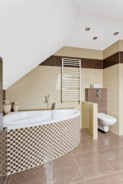 Bathroom with beige tiles — Stock Photo, Image