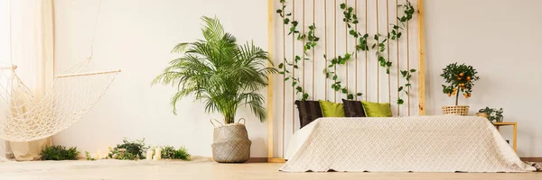 Spirituelles Schlafzimmer mit Pflanzen — Stockfoto