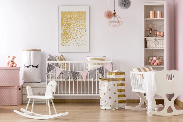 Crib nook with golden dots poster — Stock Photo, Image