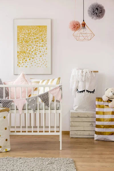 Baby kamer gouden patroon poster — Stockfoto