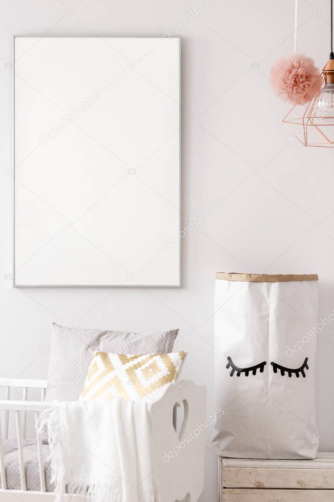 Baby nursery white poster mockup